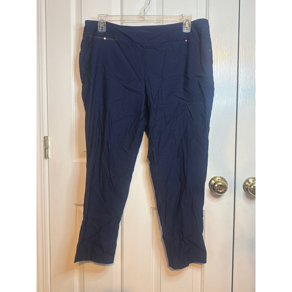 Est. 1946 Womens Navy Blue Hi-Rise Pull On Tapered Leg Pants Size 18WP